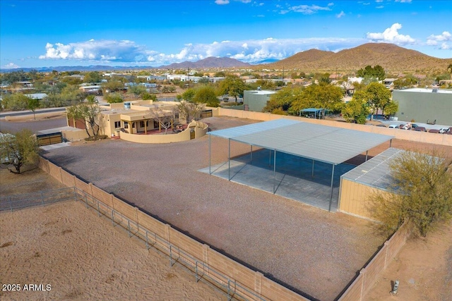 drone / aerial view featuring a mountain view