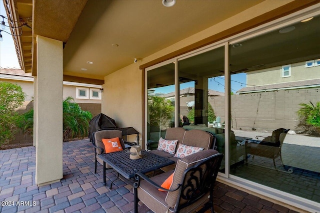 view of patio featuring outdoor lounge area