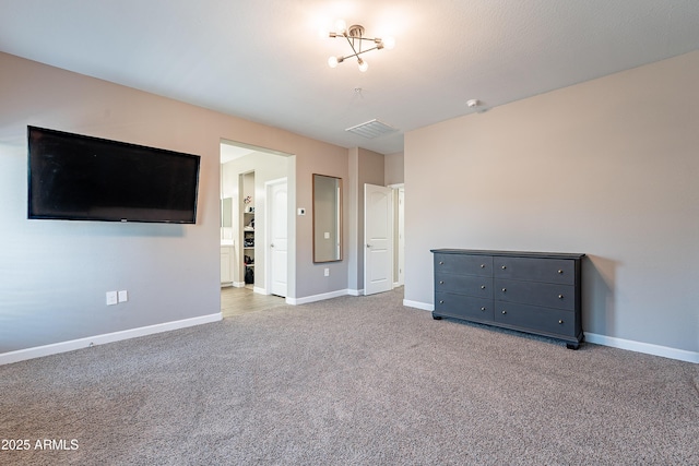 unfurnished bedroom with light carpet, visible vents, and baseboards