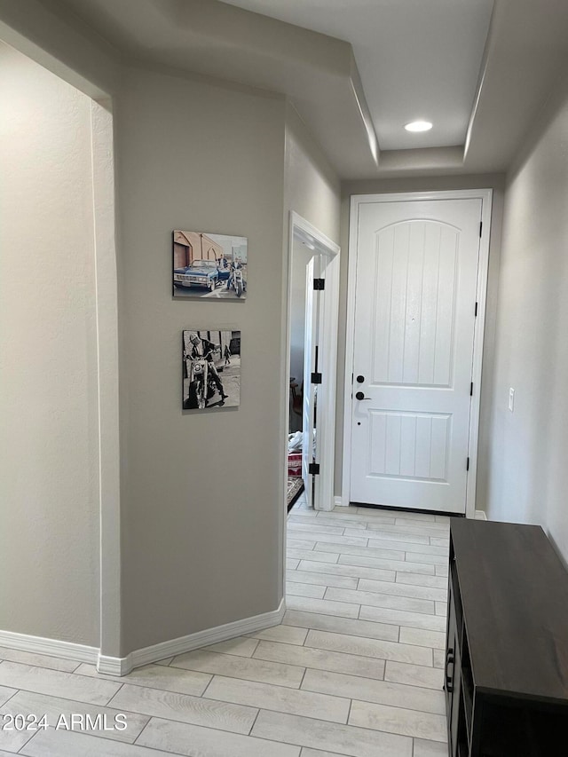 hallway featuring light wood-type flooring