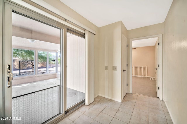 interior space featuring light tile patterned flooring