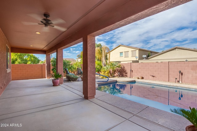 view of patio with ceiling fan