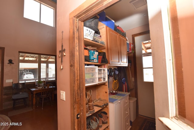 laundry room with visible vents, washer and dryer, and laundry area