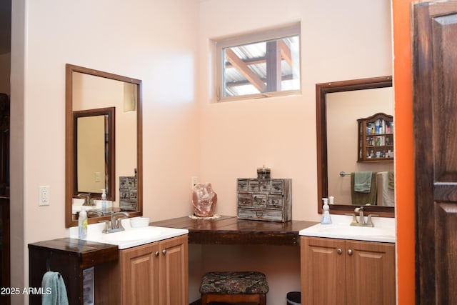 bathroom featuring two vanities and a sink