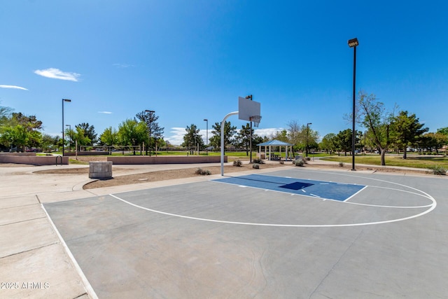 view of sport court featuring a gazebo and community basketball court