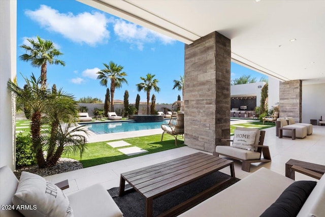 view of swimming pool with an outdoor hangout area and a patio area