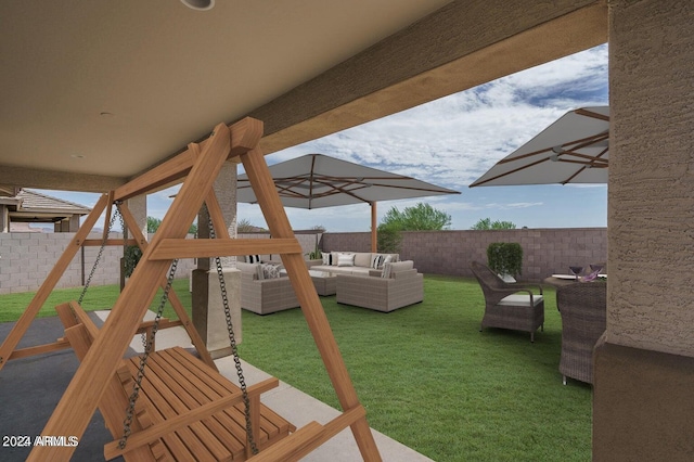 view of patio with an outdoor hangout area