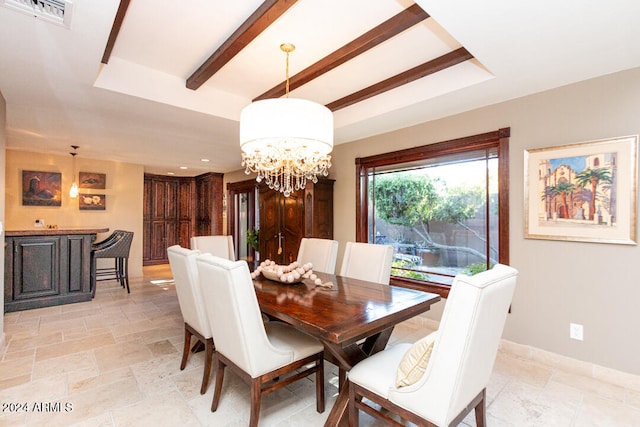 dining room with an inviting chandelier