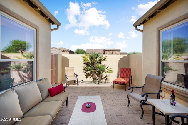 12904 W Dale Ln, Peoria, AZ 85383 - view of patio / terrace featuring an outdoor living space and a fenced backyard
