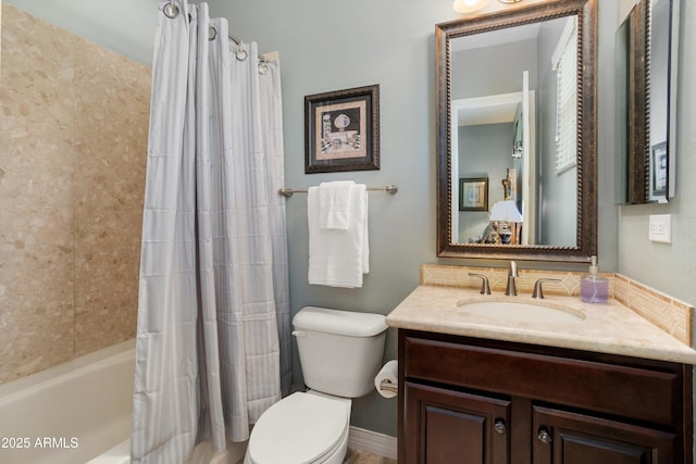 12904 W Dale Ln, Peoria, AZ 85383 - bathroom featuring toilet, shower / tub combo with curtain, and vanity