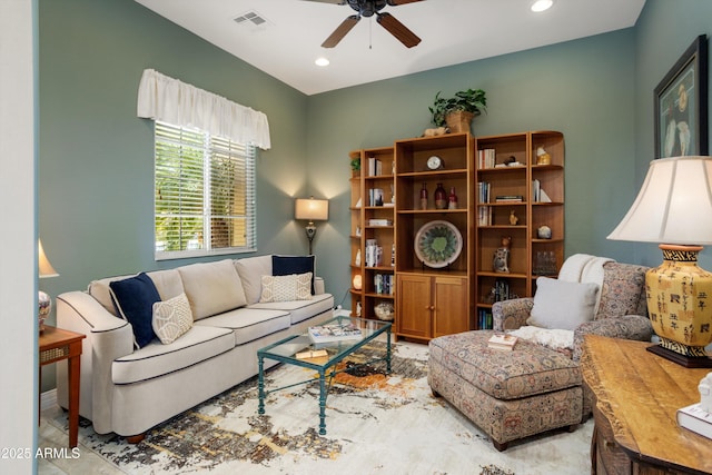 12904 W Dale Ln, Peoria, AZ 85383 - living room with ceiling fan and recessed lighting