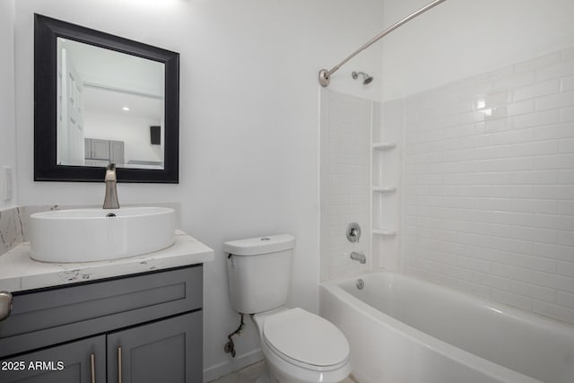 full bathroom featuring vanity, toilet, and bathing tub / shower combination