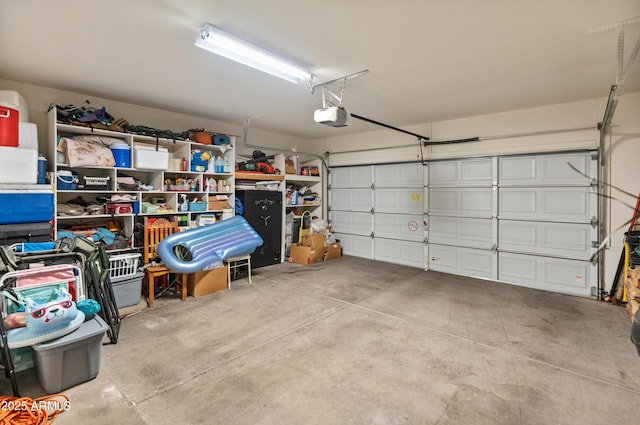 garage with a garage door opener