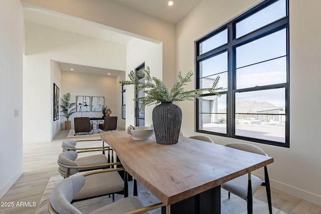 dining space featuring light hardwood / wood-style flooring