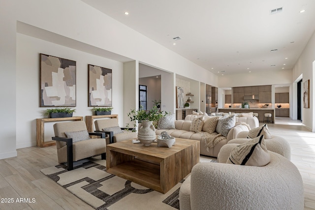 living room featuring light hardwood / wood-style floors