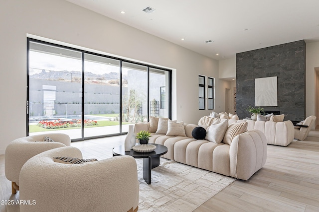 living room featuring light hardwood / wood-style floors