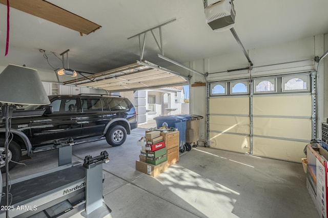 garage with a garage door opener