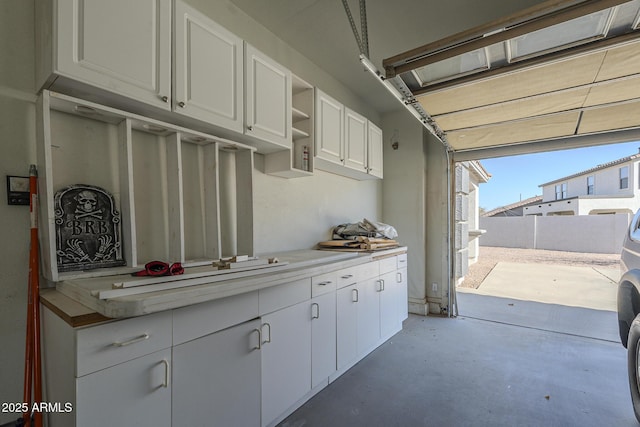 kitchen with white cabinets