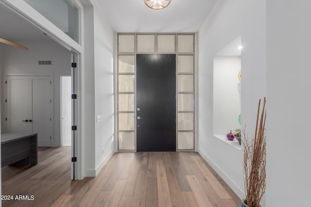 foyer featuring light wood-type flooring