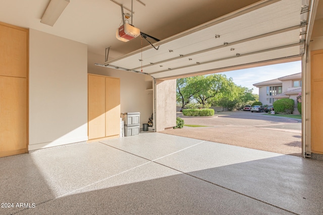 garage with a garage door opener