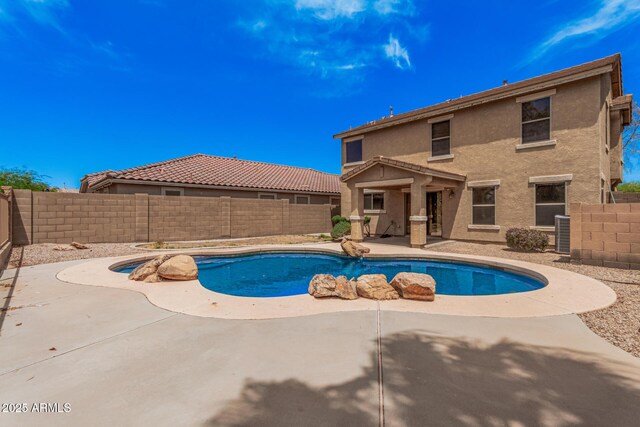 22123 E Via Del Palo, Queen Creek, AZ 85142 - view of swimming pool with a patio, a fenced backyard, a fenced in pool, and cooling unit