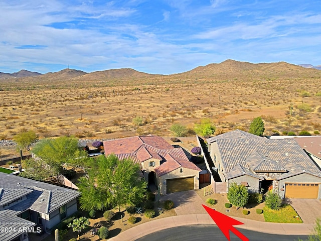 aerial view with a mountain view