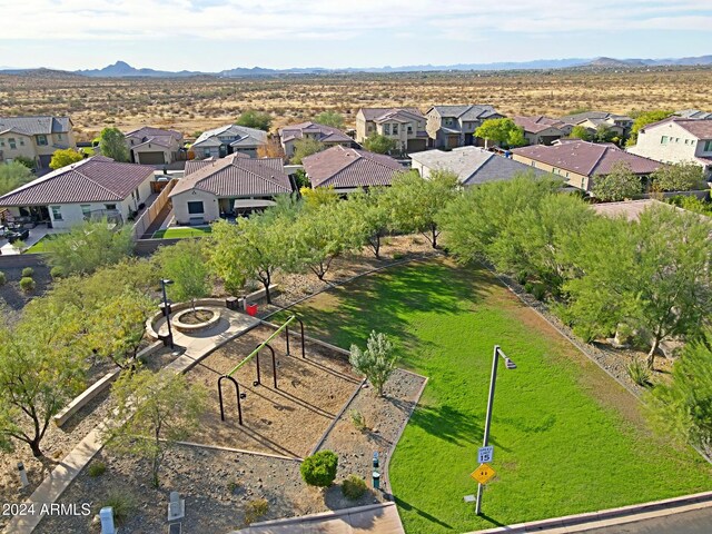 bird's eye view featuring a mountain view