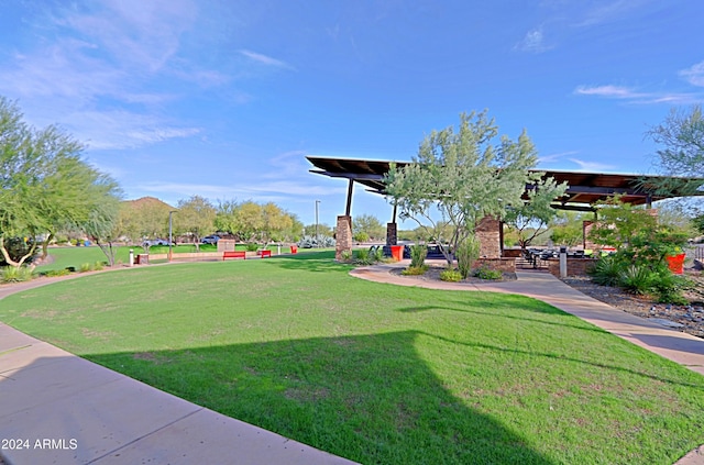 view of community featuring a lawn