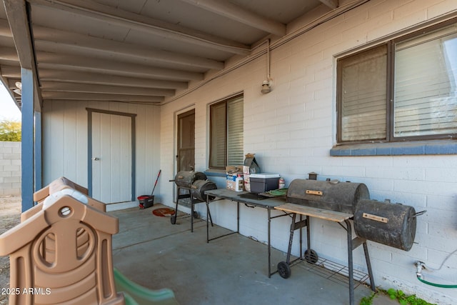 view of patio featuring grilling area