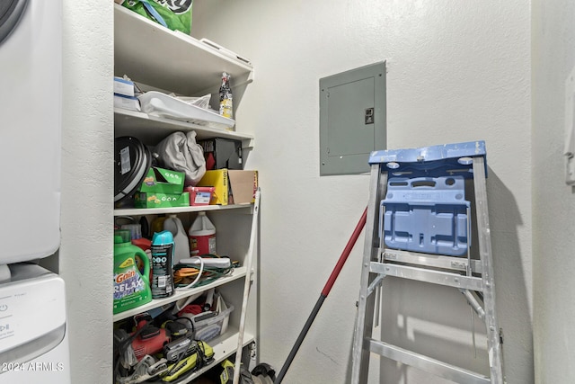 storage room featuring electric panel