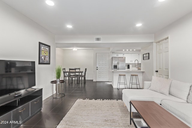 view of tiled living room