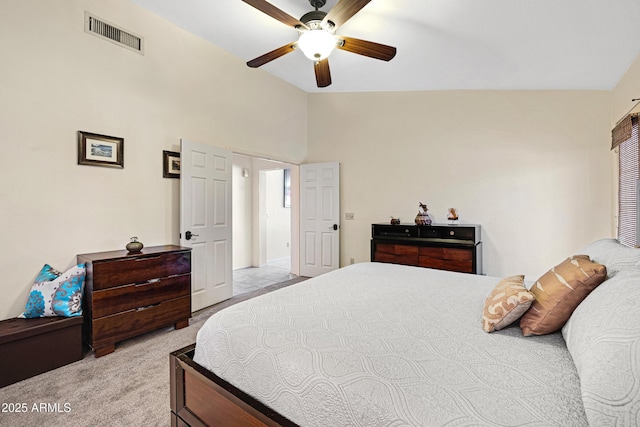 4131 E Cascalote Dr, Cave Creek, AZ 85331 - bedroom featuring vaulted ceiling, light colored carpet, and a ceiling fan