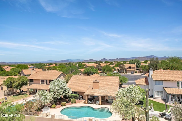 4131 E Cascalote Dr, Cave Creek, AZ 85331 - view of pool with a residential view, a patio area, and a mountain view