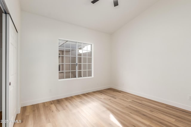 interior space with ceiling fan and light wood-type flooring