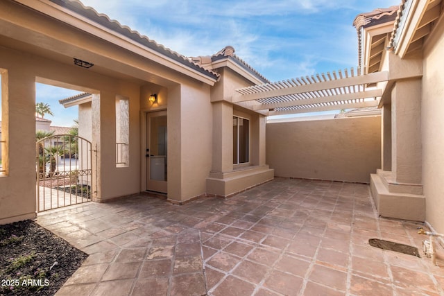 view of patio featuring a pergola