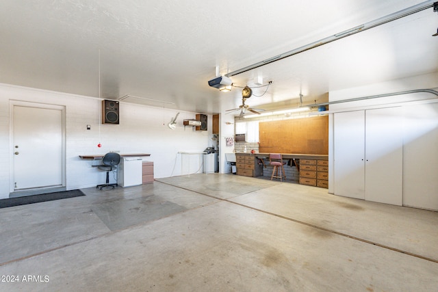 garage with a garage door opener