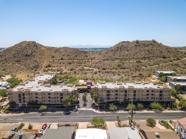 drone / aerial view with a mountain view