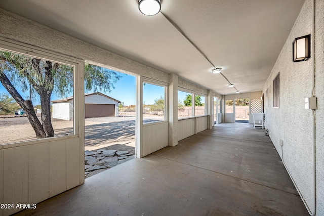 view of unfurnished sunroom