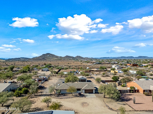 bird's eye view with a mountain view