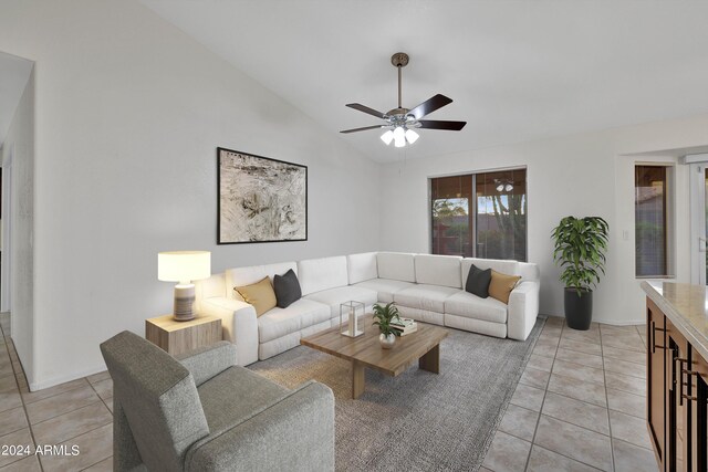 interior space with high vaulted ceiling, hardwood / wood-style floors, and ceiling fan