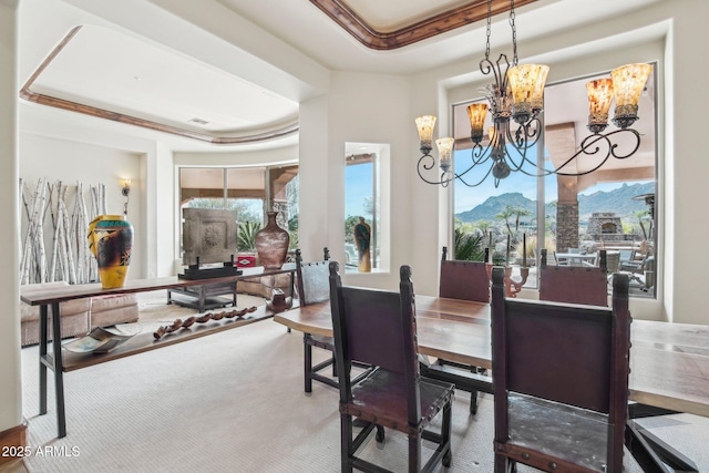 dining space featuring an inviting chandelier