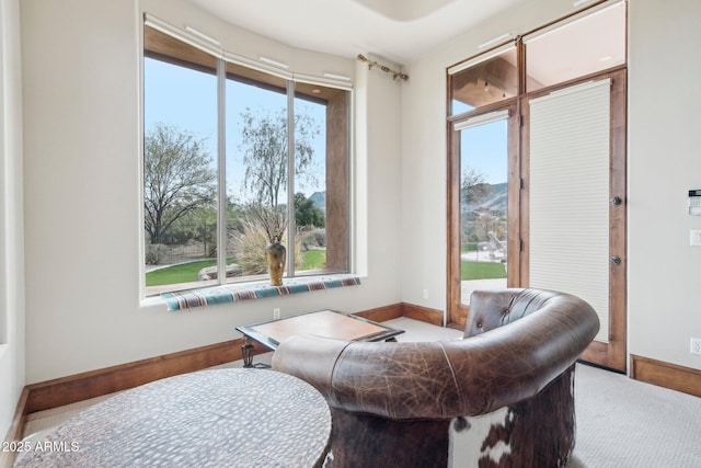 sitting room with plenty of natural light and baseboards