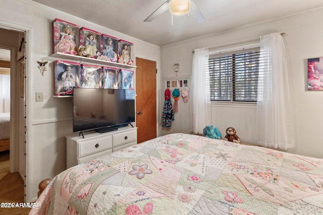 bedroom with carpet and ceiling fan