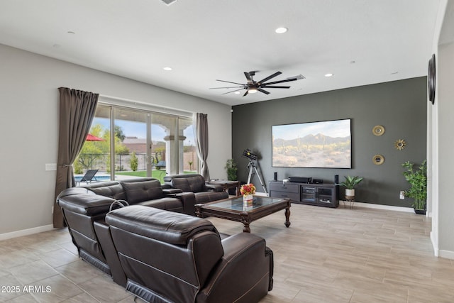 31490 N 126th Ln, Peoria, AZ 85383 - living area featuring recessed lighting, baseboards, and a ceiling fan