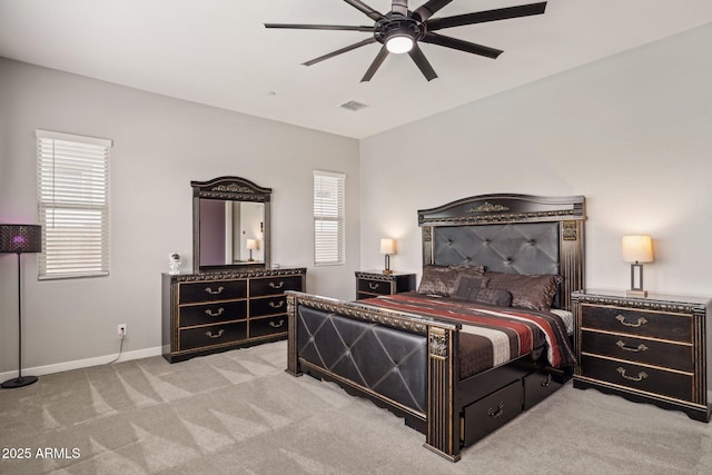31490 N 126th Ln, Peoria, AZ 85383 - bedroom featuring visible vents, baseboards, a ceiling fan, and carpet floors