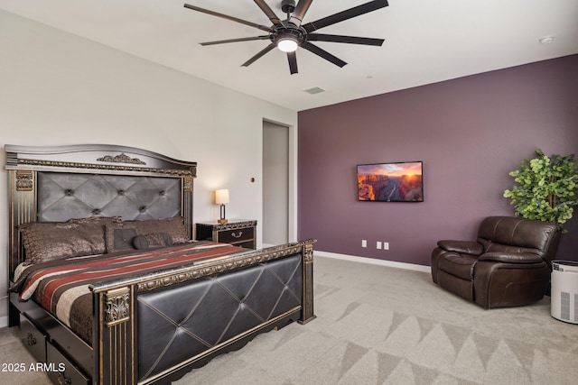31490 N 126th Ln, Peoria, AZ 85383 - bedroom featuring carpet floors, baseboards, a ceiling fan, and visible vents