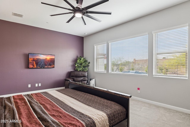 31490 N 126th Ln, Peoria, AZ 85383 - bedroom with light carpet, visible vents, baseboards, and ceiling fan