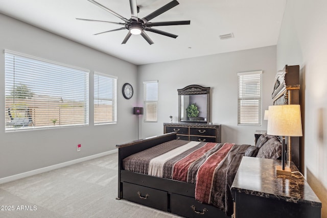 31490 N 126th Ln, Peoria, AZ 85383 - bedroom with ceiling fan, light colored carpet, baseboards, and visible vents