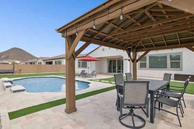 31490 N 126th Ln, Peoria, AZ 85383 - view of swimming pool featuring a patio area, fence, a gazebo, a fenced in pool, and outdoor dining space