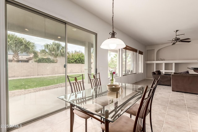 2600 E Hazeltine Way, Chandler, AZ 85249 - dining space with ceiling fan and light tile patterned floors